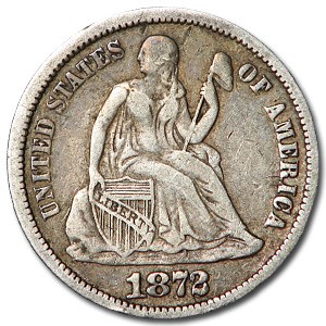 1872 Liberty Seated Dime VF