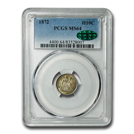 1872 Liberty Seated Half Dime MS-64 PCGS CAC 1872 Liberty Seated Half Dime MS-64 PCGS CAC