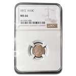 1872 Liberty Seated Half Dime MS-66 NGC