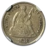 1872 Liberty Seated Half Dime VF-35 NGC (DDO)