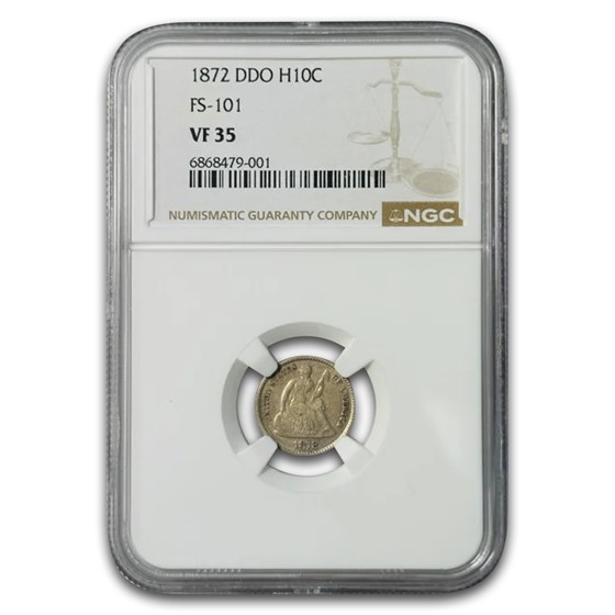 1872 Liberty Seated Half Dime VF-35 NGC (DDO)