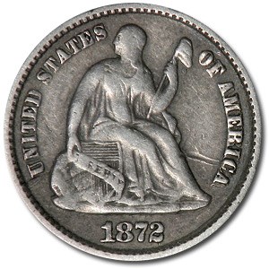 1872 Liberty Seated Half Dime VG (Double Die Obv) 1872 Liberty Seated Half Dime VG (Double Die Obv)