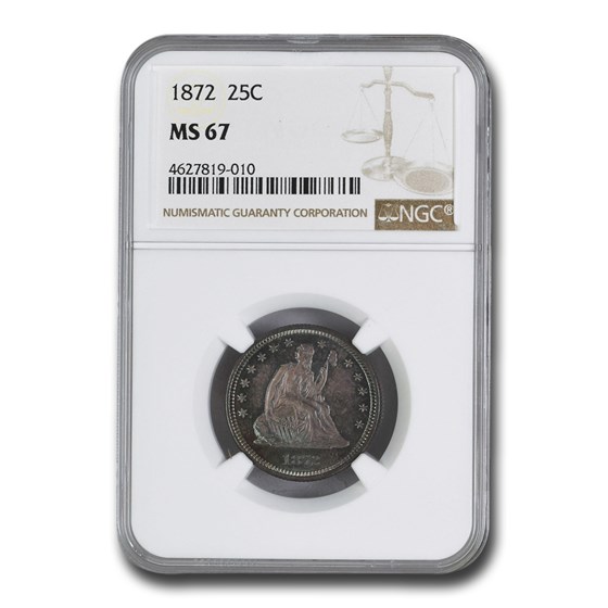 1872 Liberty Seated Quarter MS-67 NGC 1872 Liberty Seated Quarter MS-67 NGC