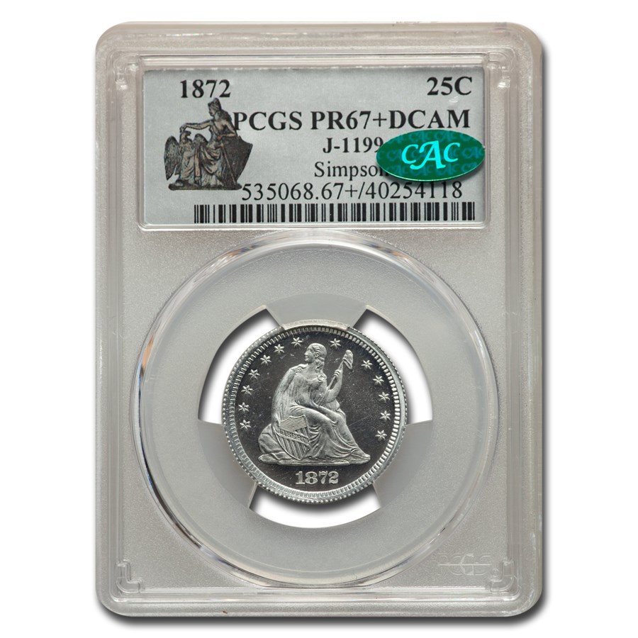 1872 Quarter Pattern PR-67+ DCAM PCGS CAC (J-1199)