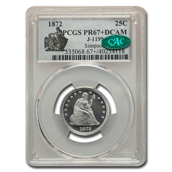 1872 Quarter Pattern PR-67+ DCAM PCGS CAC (J-1199) 1872 Quarter Pattern PR-67+ DCAM PCGS CAC (J-1199)