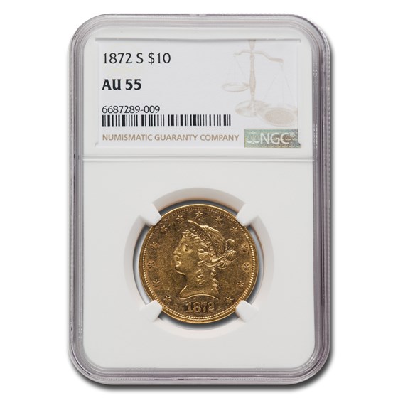 1872-S $10 Liberty Gold Eagle AU-55 NGC 1872-S $10 Liberty Gold Eagle AU-55 NGC