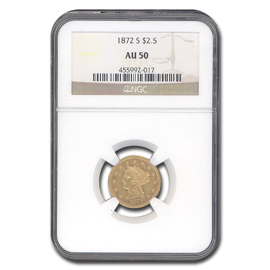 1872-S $2.50 Liberty Gold Quarter Eagle AU-50 NGC