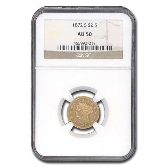 1872-S $2.50 Liberty Gold Quarter Eagle AU-50 NGC 1872-S $2.50 Liberty Gold Quarter Eagle AU-50 NGC