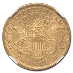 1872-S $20 Liberty Gold Double Eagle AU-50 NGC