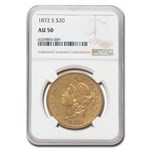 1872-S $20 Liberty Gold Double Eagle AU-50 NGC