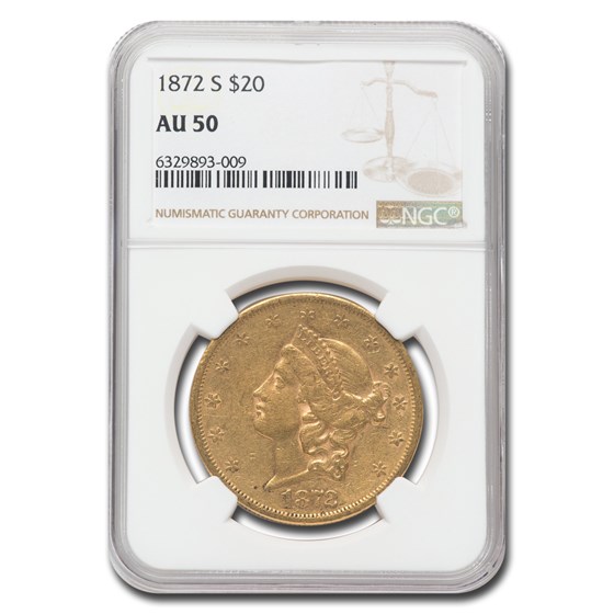 1872-S $20 Liberty Gold Double Eagle AU-50 NGC 1872-S $20 Liberty Gold Double Eagle AU-50 NGC