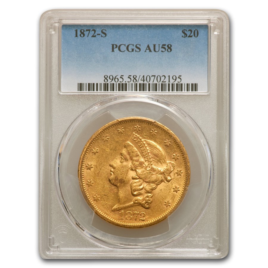 1872-S $20 Liberty Gold Double Eagle AU-58 PCGS