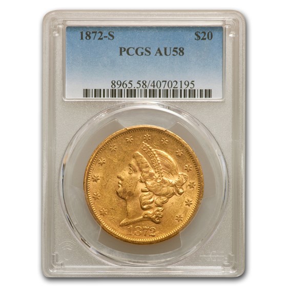 1872-S $20 Liberty Gold Double Eagle AU-58 PCGS 1872-S $20 Liberty Gold Double Eagle AU-58 PCGS