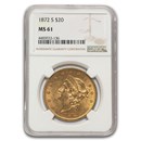1872-S $20 Liberty Gold Double Eagle MS-61 NGC