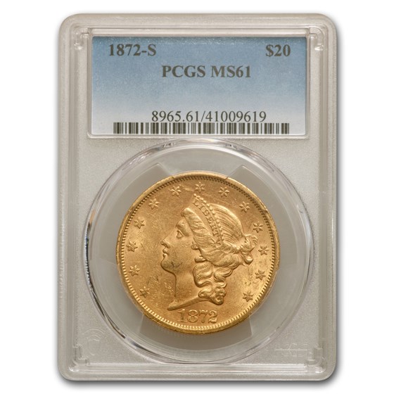 1872-S $20 Liberty Gold Double Eagle MS-61 PCGS 1872-S $20 Liberty Gold Double Eagle MS-61 PCGS