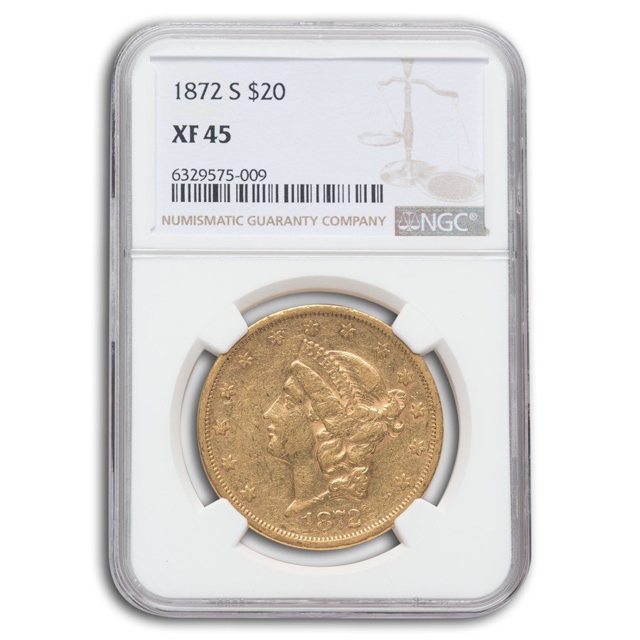 1872-S $20 Liberty Gold Double Eagle XF-45 NGC
