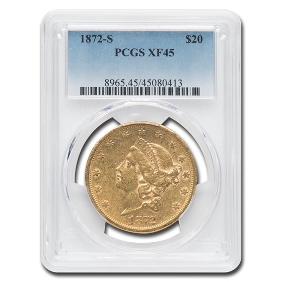 1872-S $20 Liberty Gold Double Eagle XF-45 PCGS 1872-S $20 Liberty Gold Double Eagle XF-45 PCGS