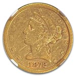 1872-S $5 Liberty Gold Half Eagle AU-55 NGC