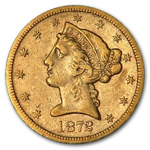 1872-S $5 Liberty Gold Half Eagle XF Details (Cleaned) 1872-S $5 Liberty Gold Half Eagle XF Details (Cleaned)