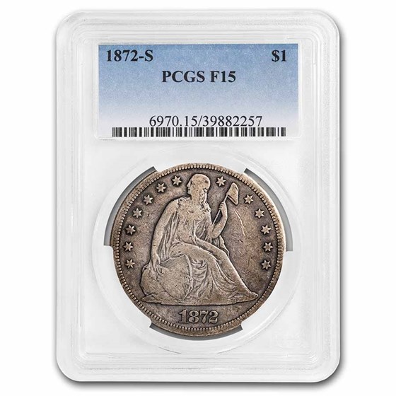 1872-S Liberty Seated Dollar Fine-15 PCGS 1872-S Liberty Seated Dollar Fine-15 PCGS