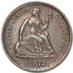 1872-S Liberty Seated Half Dime Below Bow AU