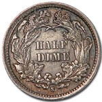 1872-S Liberty Seated Half Dime Below Bow AU