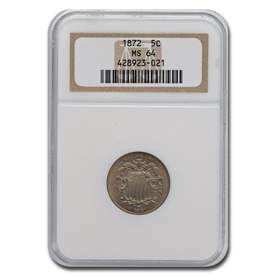 1872 Shield Nickel MS-64 NGC 1872 Shield Nickel MS-64 NGC