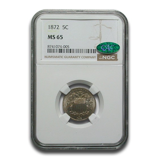 1872 Shield Nickel MS-65 NGC CAC