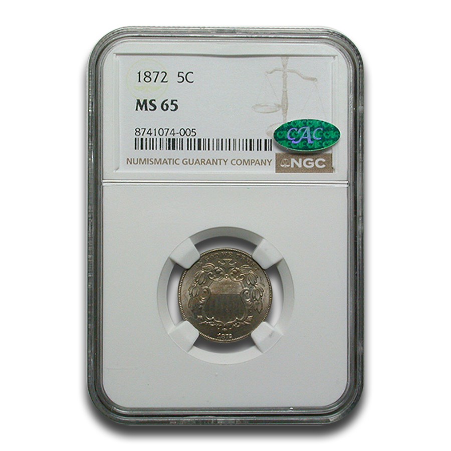 1872 Shield Nickel MS-65 NGC CAC