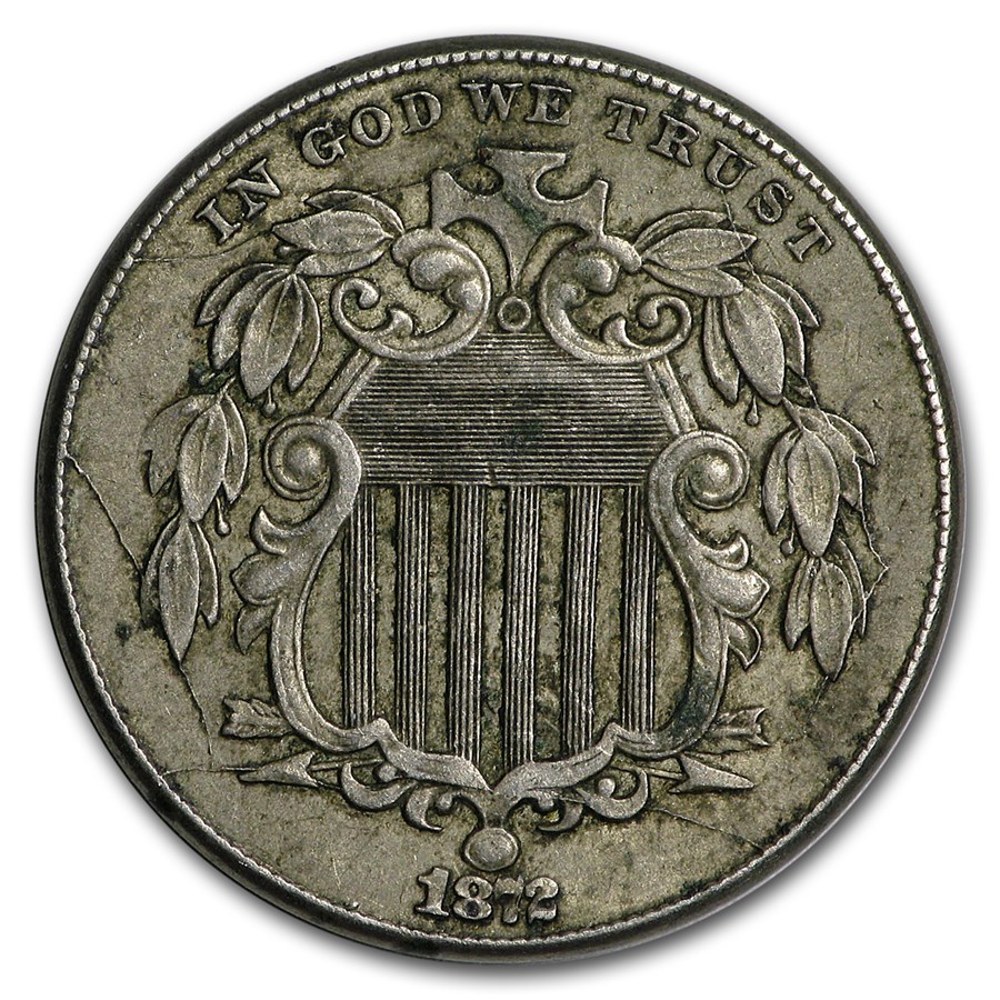 1872 Shield Nickel XF
