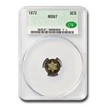 1872 Three Cent Silver MS-67 CACG