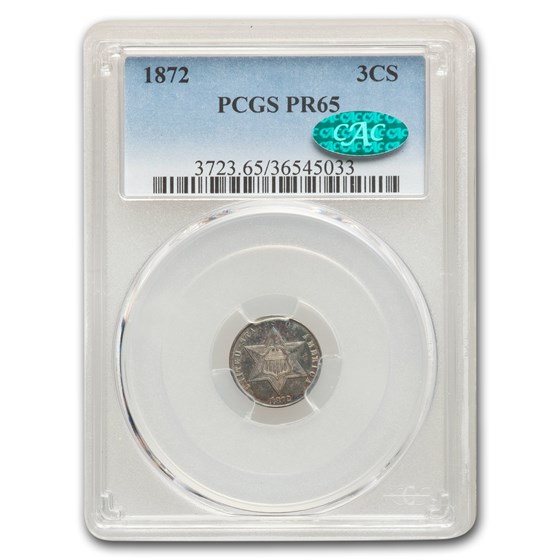 1872 Three Cent Silver PR-65 PCGS CAC 1872 Three Cent Silver PR-65 PCGS CAC
