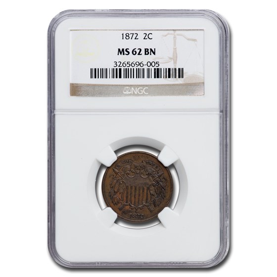 1872 Two Cent Piece MS-62 NGC (Brown) 1872 Two Cent Piece MS-62 NGC (Brown)