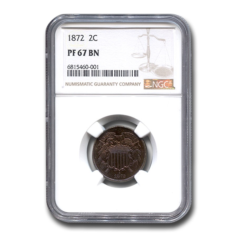 1872 Two Cent Piece PF-67 NGC (Brown)