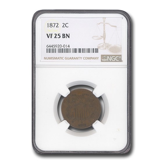 1872 Two Cent Piece VF-25 NGC (Brown) 1872 Two Cent Piece VF-25 NGC (Brown)