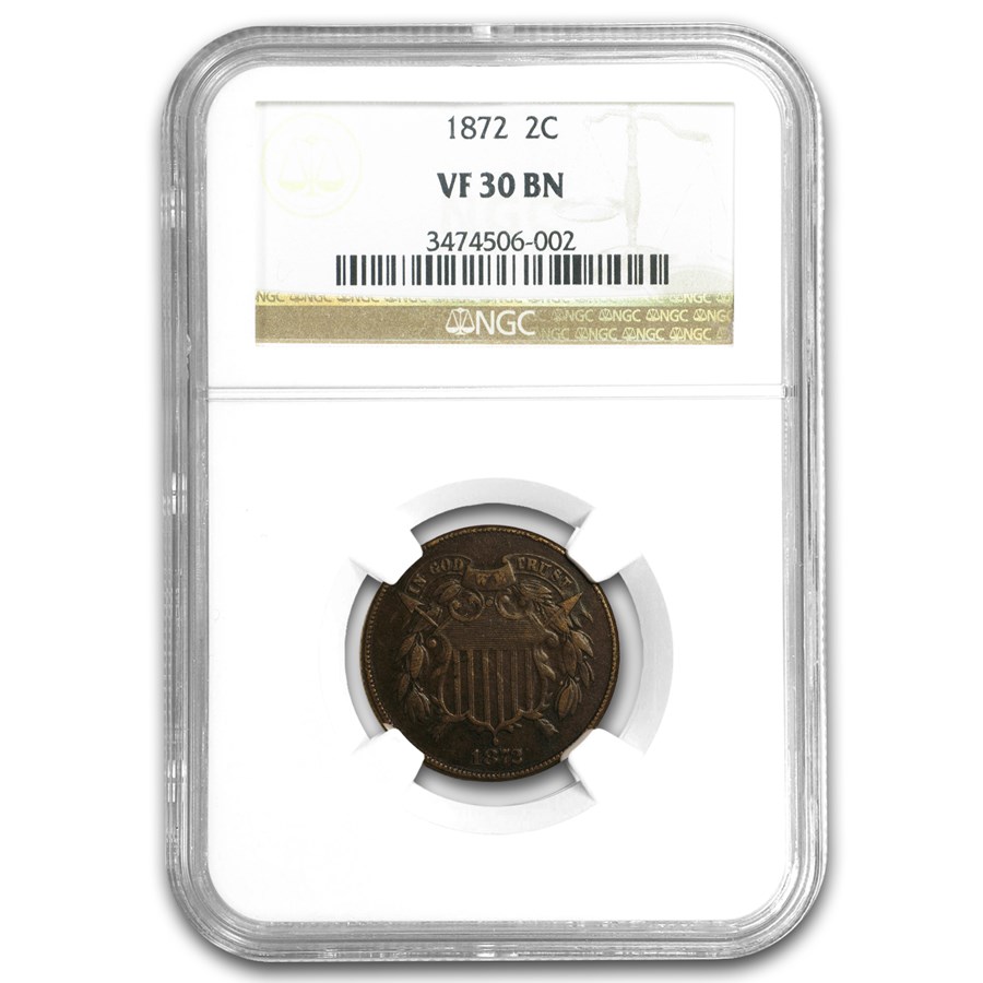 1872 Two Cent Piece VF-30 NGC