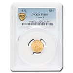 1873 $1 Indian Head Gold MS-64 PCGS (Open 3)