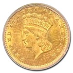 1873 $1 Indian Head Gold Open-3 MS-62 PCGS