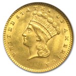 1873 $1 Indian Head Gold Open-3 MS-63 NGC