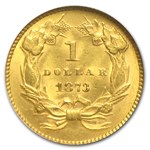 1873 $1 Indian Head Gold Open-3 MS-63 NGC