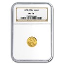 1873 $1 Indian Head Gold Open-3 MS-63 NGC