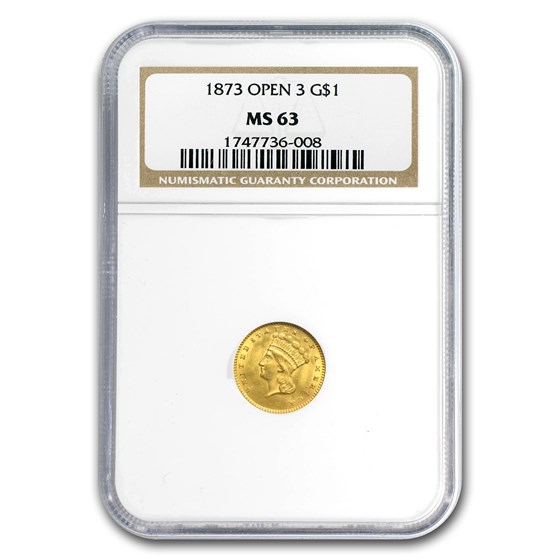 1873 $1 Indian Head Gold Open-3 MS-63 NGC 1873 $1 Indian Head Gold Open-3 MS-63 NGC
