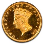 1873 $1 Indian Head Gold Open 3 MS-63 PCGS