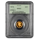 1873 $1 Indian Head Gold Open 3 MS-63 PCGS