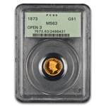1873 $1 Indian Head Gold Open 3 MS-63 PCGS