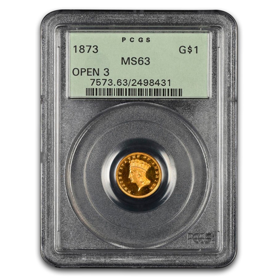 1873 $1 Indian Head Gold Open 3 MS-63 PCGS
