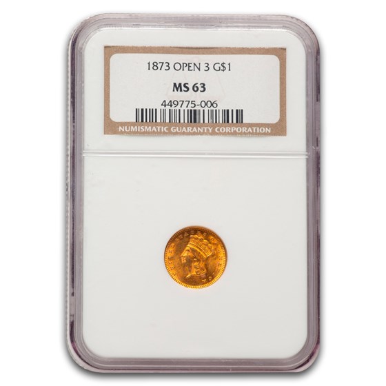 1873 $1 Liberty Head Gold MS-63 NGC (Open 3)