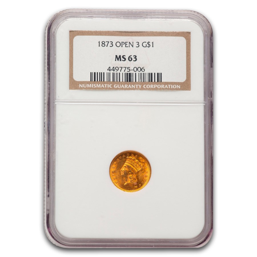 1873 $1 Liberty Head Gold MS-63 NGC (Open 3)