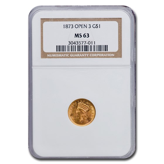 1873 $1 Liberty Head Gold MS-63 NGC (Open 3) 1873 $1 Liberty Head Gold MS-63 NGC (Open 3)