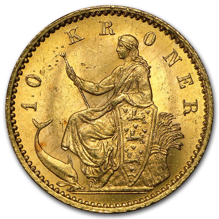 1873-1900 Denmark Gold 10 Kroner Christian IX BU